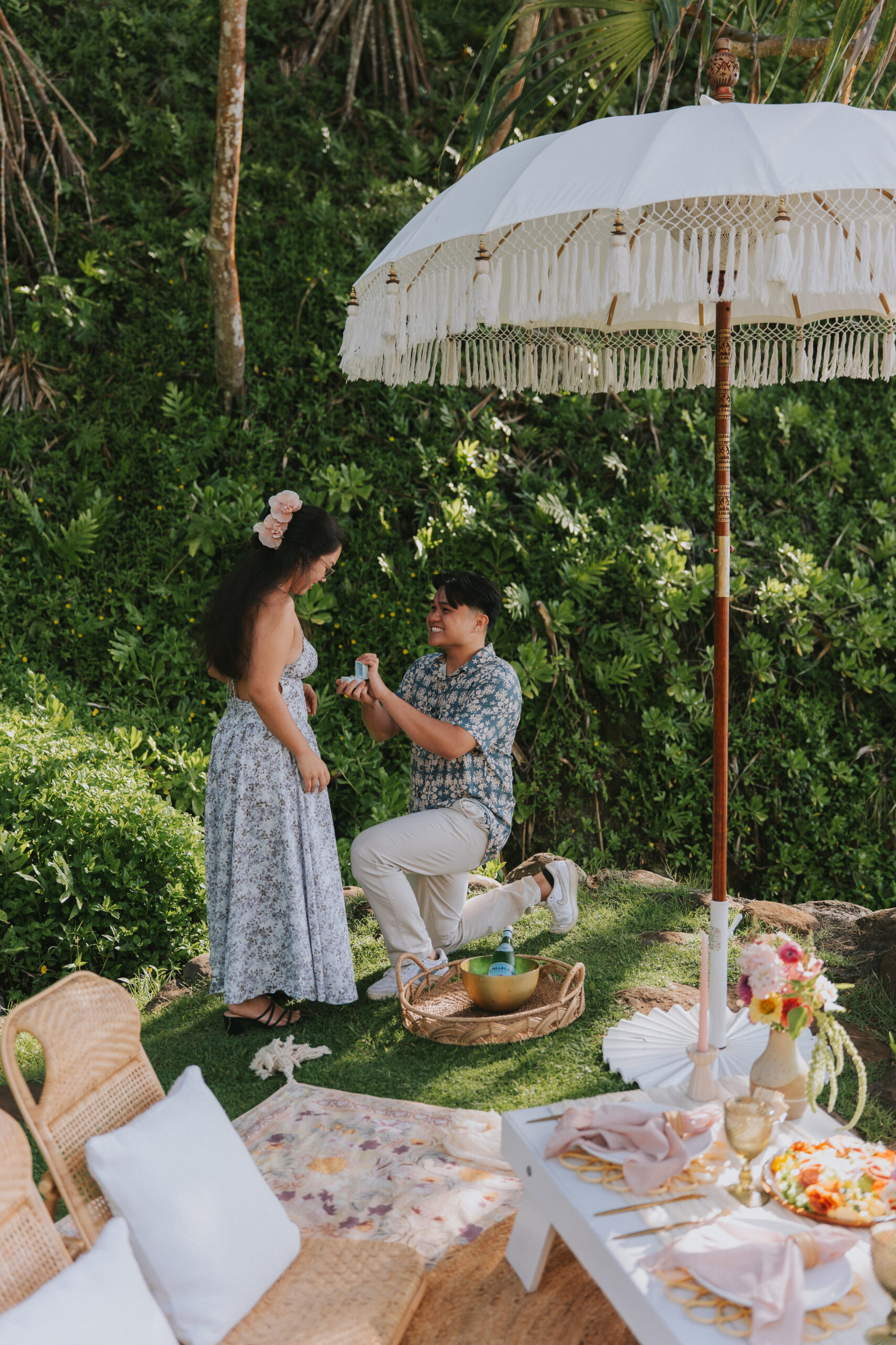 Surprise proposal in Haiku Maui photographed by a Maui proposal photographer